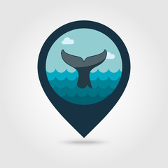 Whale tail pin map icon. Summer. Vacation