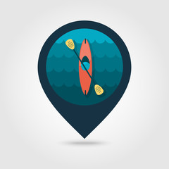 Kayak pin map icon. Canoe vector. Summer. Vacation