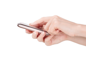 Hand holding big touchscreen smart phone