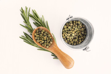Rosemary and Pepper on white background