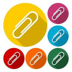 Vector paper clip icons set with long shadow