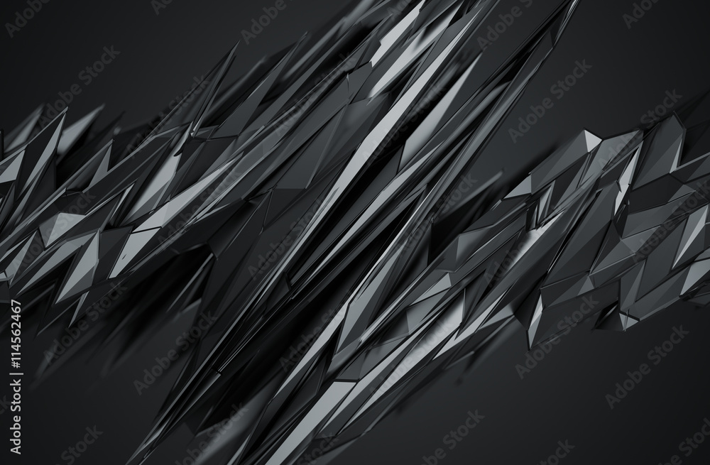 Poster abstract 3d rendering of chaotic surface. background with futuristic polygonal shape. noisy low poly