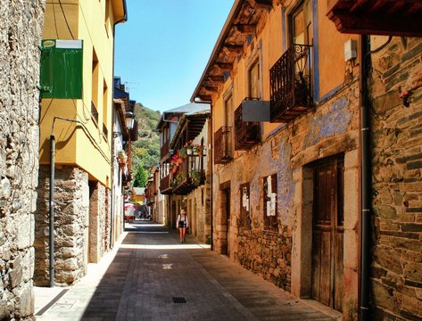 Calle Real, Street in Molinaseca, Leon, Spain