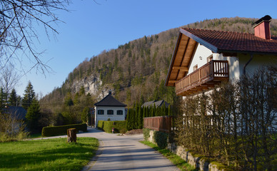 Sunny evening near town Grunau im Almtal