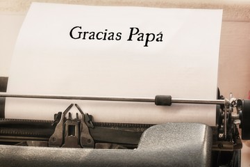 Composite image of word gracias papa