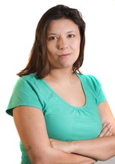 Fototapeta premium young and beautiful Brazilian girl with crossed arms and serious face