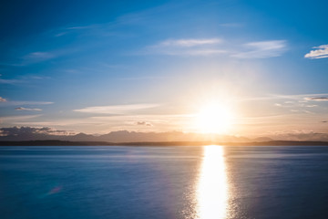 Sundown Behind Moutain Range In Northwestern USA