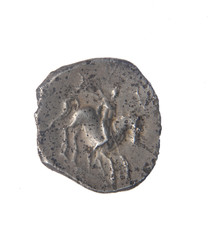 Greek coin with horse and rider, back