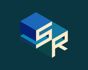 Obraz premium SR isometric 3D letter logo. three-dimensional stock vector alphabet font typography design.