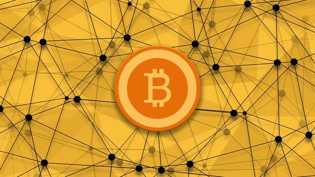 footage concept of bitcoin, new money and polygonal rotation background. 4K video