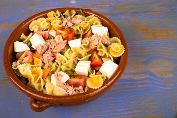 Freshly made pasta salad