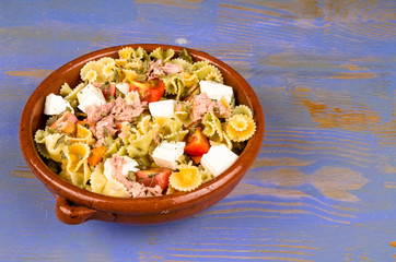 Freshly made pasta salad