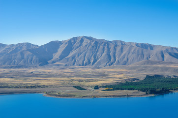 Naklejka na ściany i meble Beautiful Lake Tekapo view from the summit of Mount John