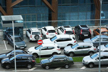 Cars parking near building