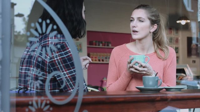 Female friends talking in coffee shop