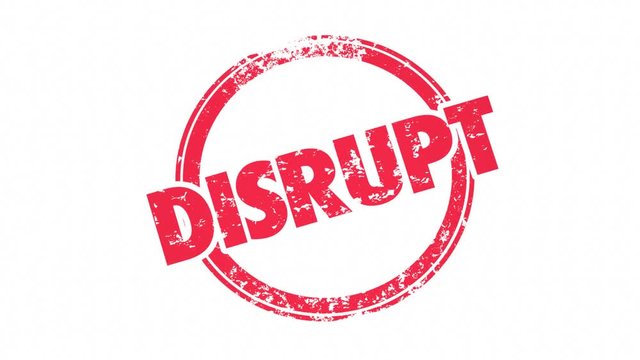 Disrupt Change Innovate Evolve Round Stamp Word 3d Animation