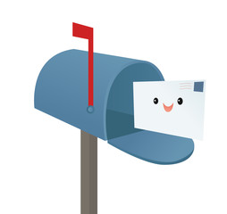 Smiling envelope inside a mailbox
