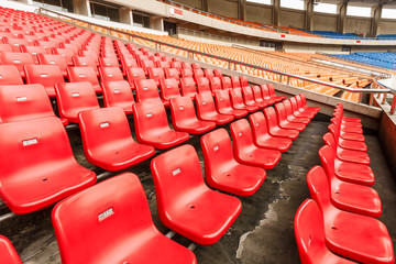 Red seats in the stadium