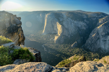 View from above on Yosemite valley from Taft Point. Sierra Nevad