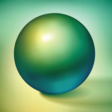 Vector volume green-yellow sphere, glossy green metal ball, surround the object for you project design