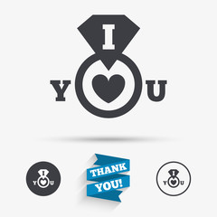 I Love you sign icon. Valentines day symbol.