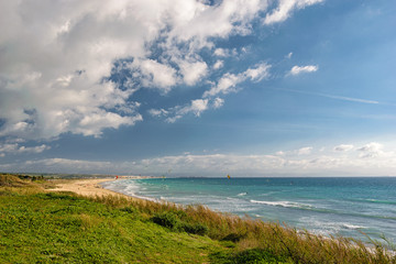 Windsurfer and Kitesurfer in Tarifa, Spain
