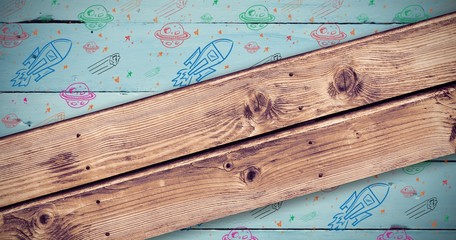Composite image of wooden planks background