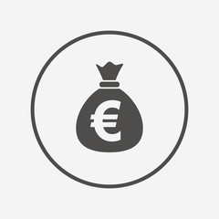 Money bag sign icon. Euro EUR currency.