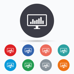 Computer monitor sign icon. Market monitoring.