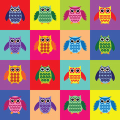 Vector owls set