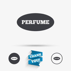 Perfume sign icon. Glamour fragrance oval symbol
