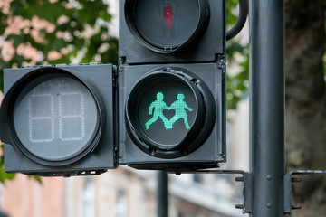 Love Couples Heart Special Road Crossing Symbol, Traffic Light