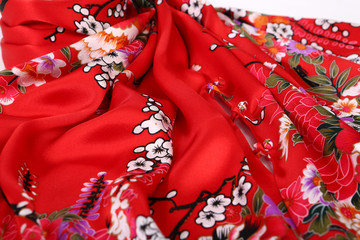 Naklejka premium Chinese style pattern made of fabric scarves
