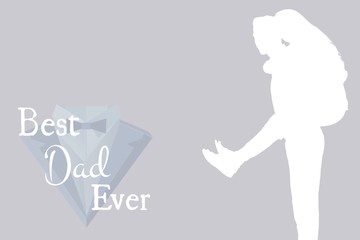 Composite image of portrait of smiling man carrying woman