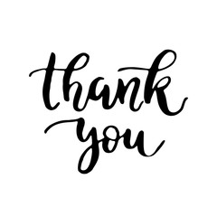 Thank You calligraphy. Brush painted letters.