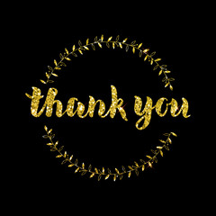 Thank You hand lettering vector golden calligraphy.