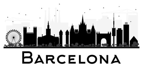 Obraz premium Barcelona City skyline czarno-biała sylwetka.
