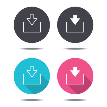 icon black pink and blue Arrow Points down vector design