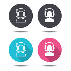 icon black pink and blue call center operator vector design