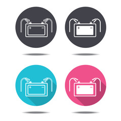 icon black pink and blue car battery vector design