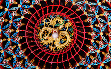 Ceiling detail of a buddhist monestry in Bali
