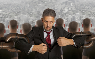 Businessman with huge chain