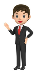 3D illustration character - A business man guides you.