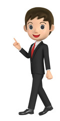 3D illustration character - The businessman who walks while talking.