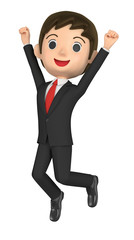 3D illustration character - The businessman who jumps.