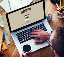 Coffee Take Away Order Online Delivery Menu Concept