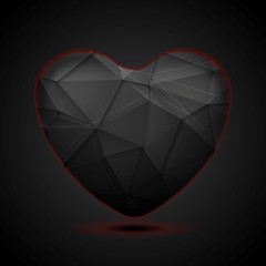 Black polygonal heart vector background
