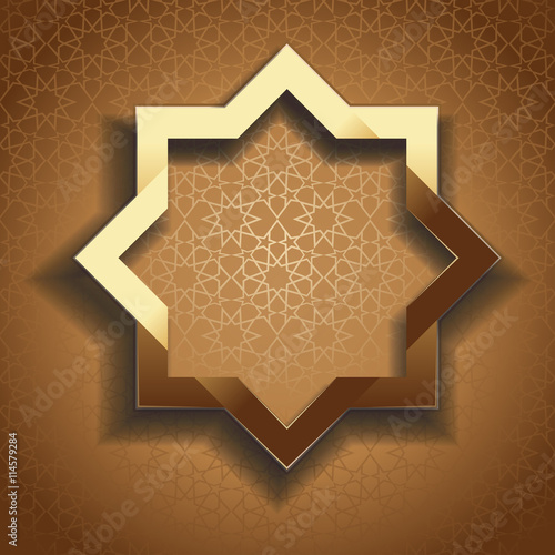 "Golden frame in arabic style with empty space for text 