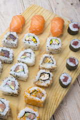 sushi plate flat lay