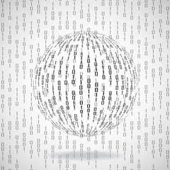 Ball of binary code. Abstract technology background